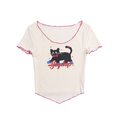 Short Sleeve T-Shirt Women Short Slim Fit Versatile Sweet and Spicy Top