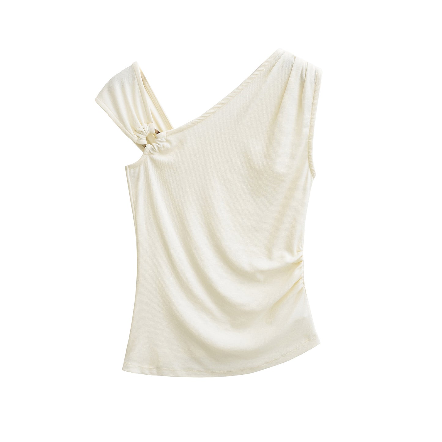 Slim Fit Irregular One-Shoulder Knit Tank Top