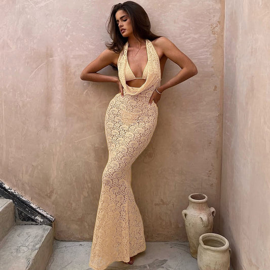 Women's  Lace Hollow-out Sexy Figure-hugging Dress