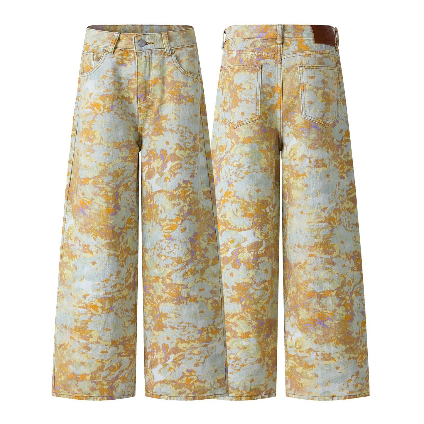 Blunt straight leg jeans wide leg slimming pants