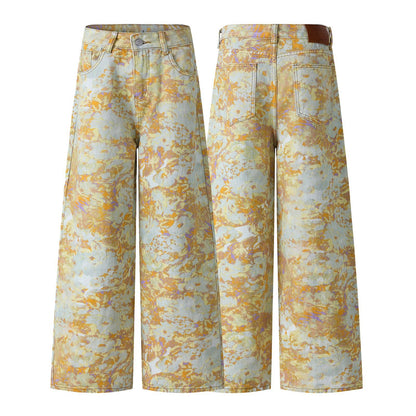 Blunt straight leg jeans wide leg slimming pants