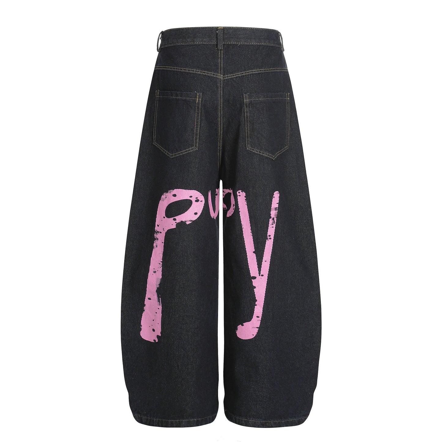 Street Style Printed Tapered Denim Long Pants