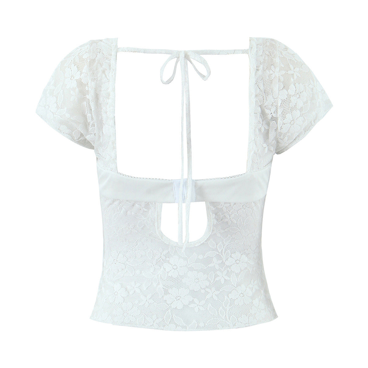 Lace fungus bow sexy perspective T-shirt