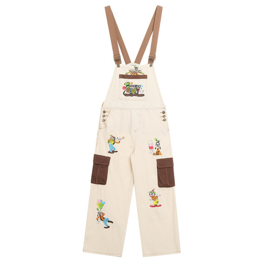 Cartoon embroidered overalls casual pants