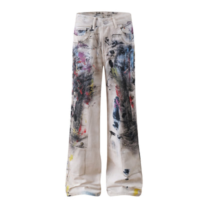 Retro Simple Loose Distressed Design Jeans