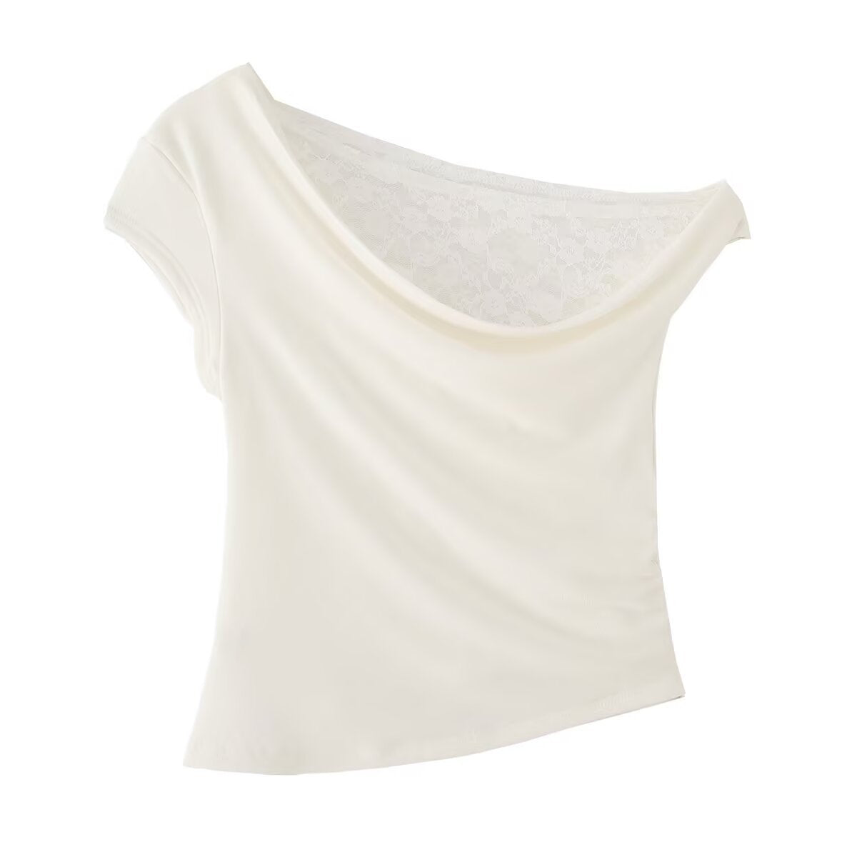 Swinging collar sexy off shoulder irregular T-shirt
