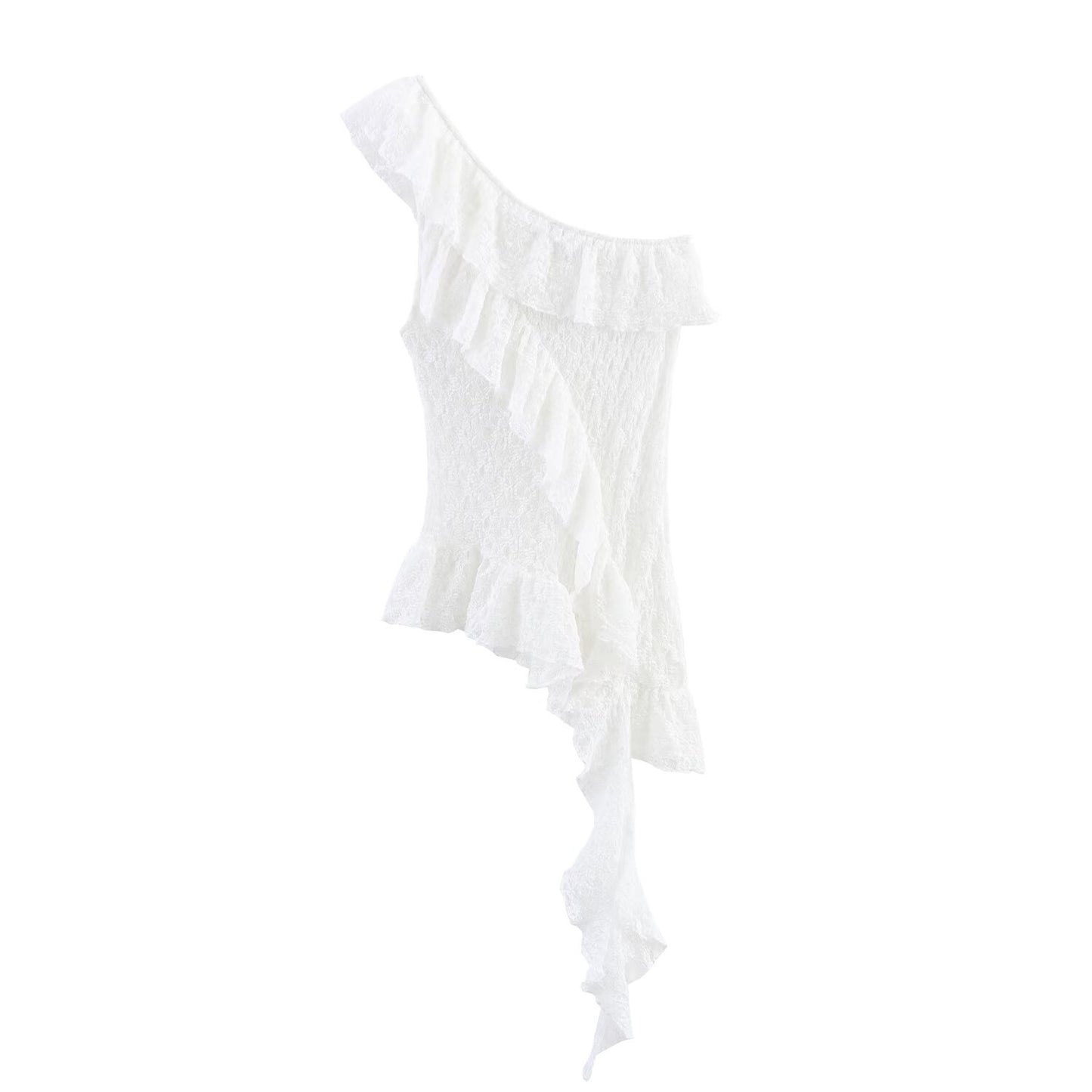 Asymmetric Lace Top + Skirt Set for Women