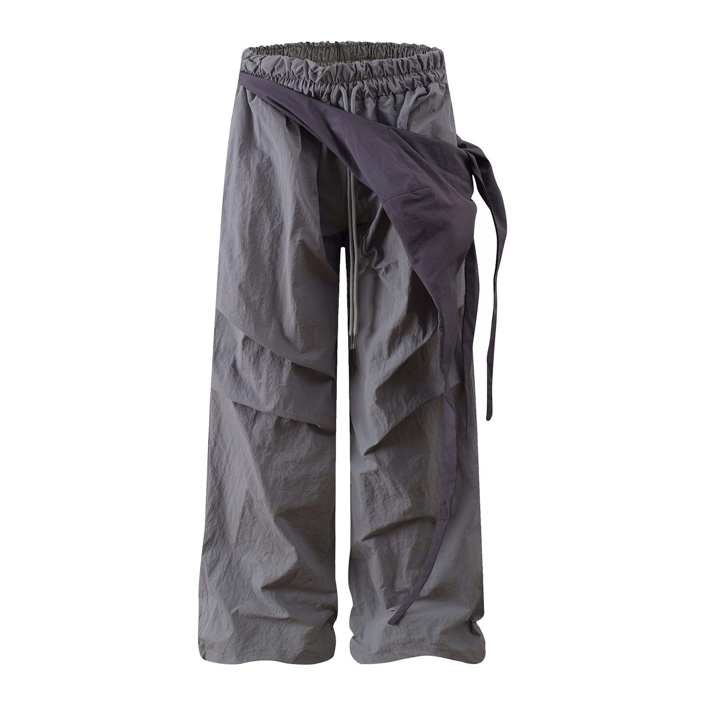 Pleated Patchwork Casual Pants Unisex Loose Wide Leg Straight Tube Sports Trousers