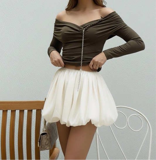 Sweetheart Ruffle Bubble Skirt with Lining