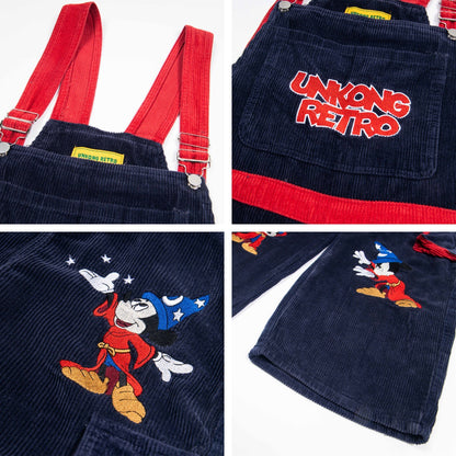 Colorblock Trendy Unique Design Fun Cartoon Embroidery Overalls Unisex Straight Jumpsuit