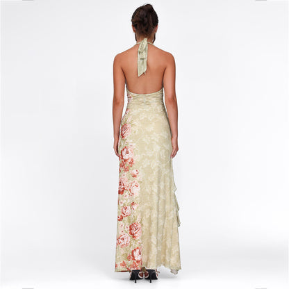 Women's Dress Sexy Slit Halter Backless Dress