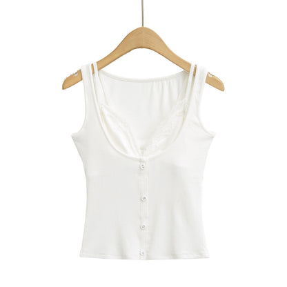Sexy and Slim Lace Splicing Top