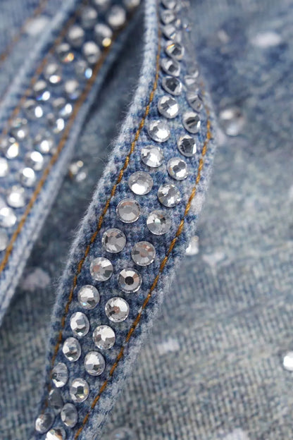 Washed loose wide leg printed jeans with a full diamond drop design straight leg pants