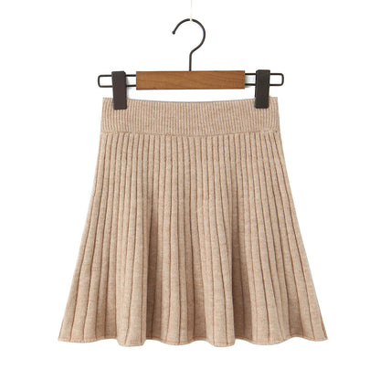 Elastic Waist A-Line Skirt Short Skirt