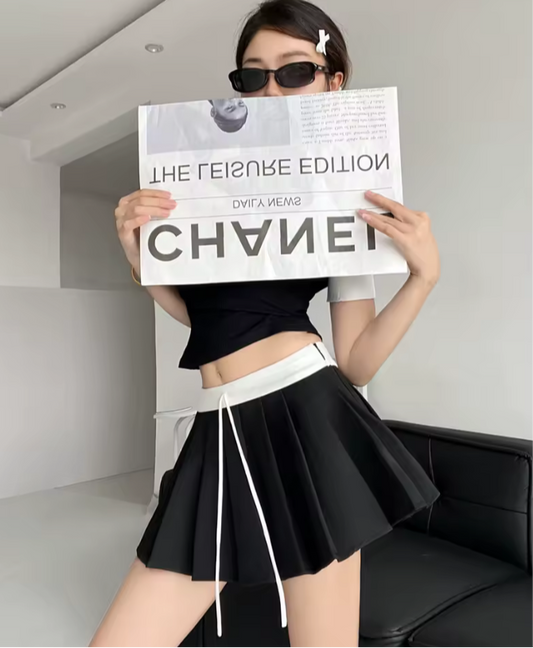High waisted A-line short skirt pleated skirt tennis skirt