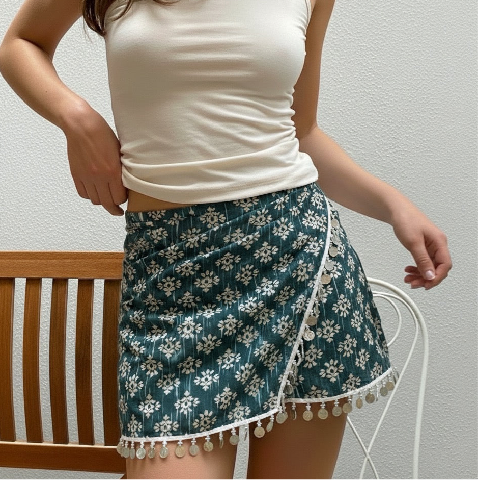 Women's Clothing Beaded Decorative Printed Skirt Pants