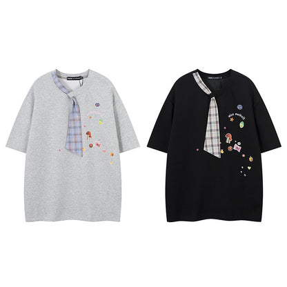 Short Sleeve T-Shirt Unisex Summer Loose Casual Couple Retro