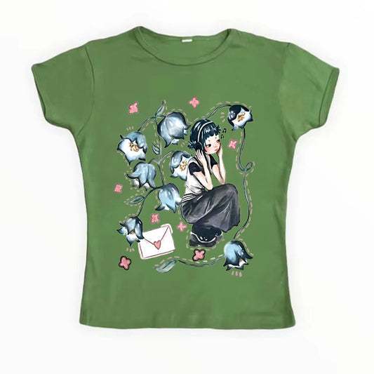 Short Sleeve Round Neck Printed Slim Fit