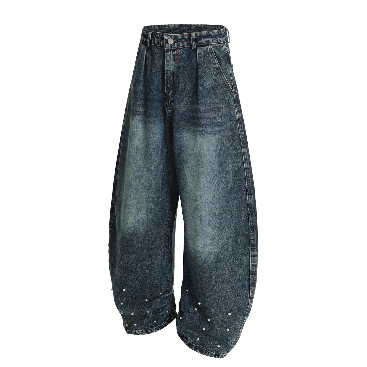 Wash denim jeans wide leg pants
