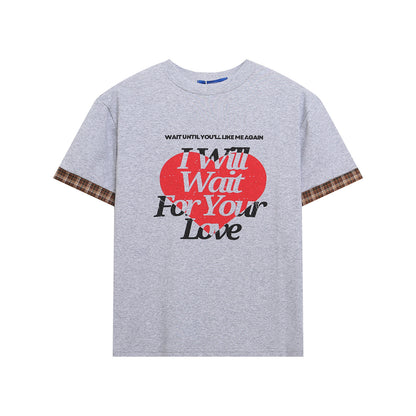Short slim fit short sleeved T-shirt with letter print for women