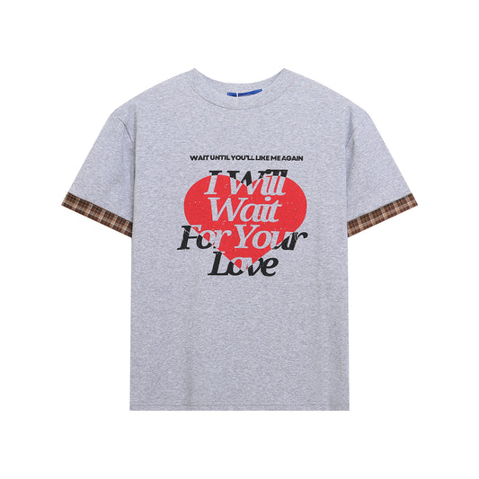 Short slim fit short sleeved T-shirt with letter print for women