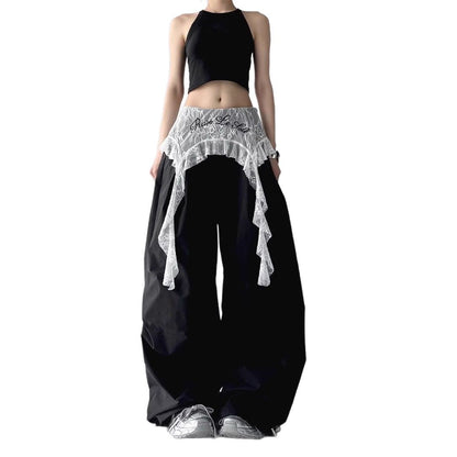 Lace patchwork pants with personalized loose fit