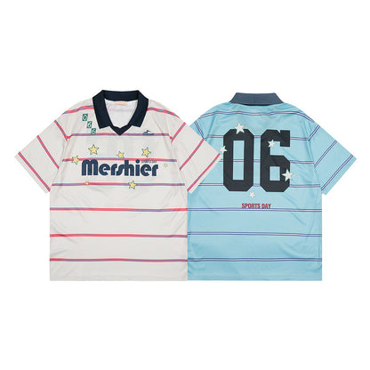 Polo Collar Jersey T-Shirt for Men and Women Summer Casual Loose Short Sleeve