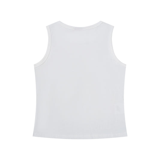 Spicy Girl Fuzzy Puppy Print Sleeveless Top Women Summer Slim Fit Short Elastic Camisole