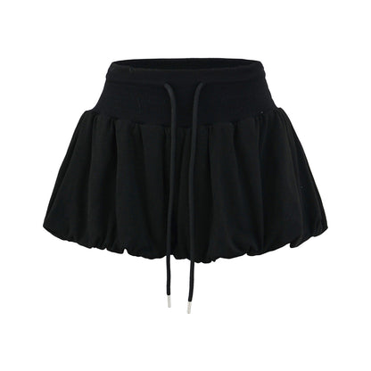 Drawstring flower bud fluffy short skirt half skirt