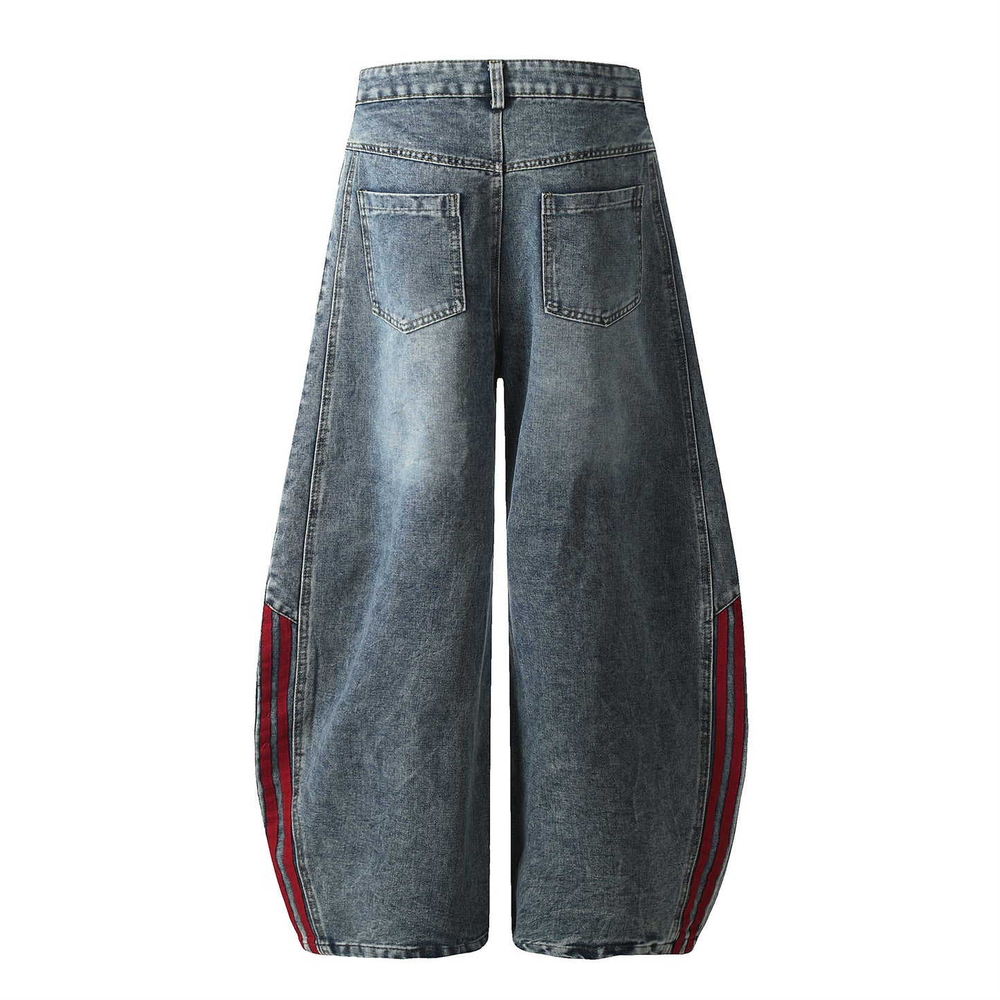 Wide-Leg Jeans Striped Color Block Splicing Loose Floor-Length Tapered Pants Unisex