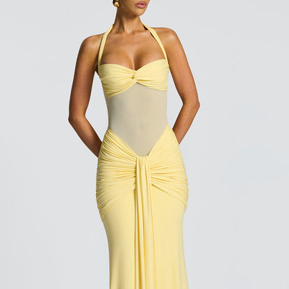 Sexy Charm Off-the-Shoulder Spliced Shirred Women's Dress