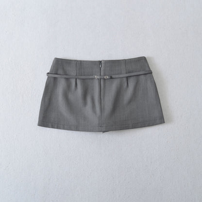 Elastic Waist Tie Belt Butterfly Knot Lined Pencil Skirt