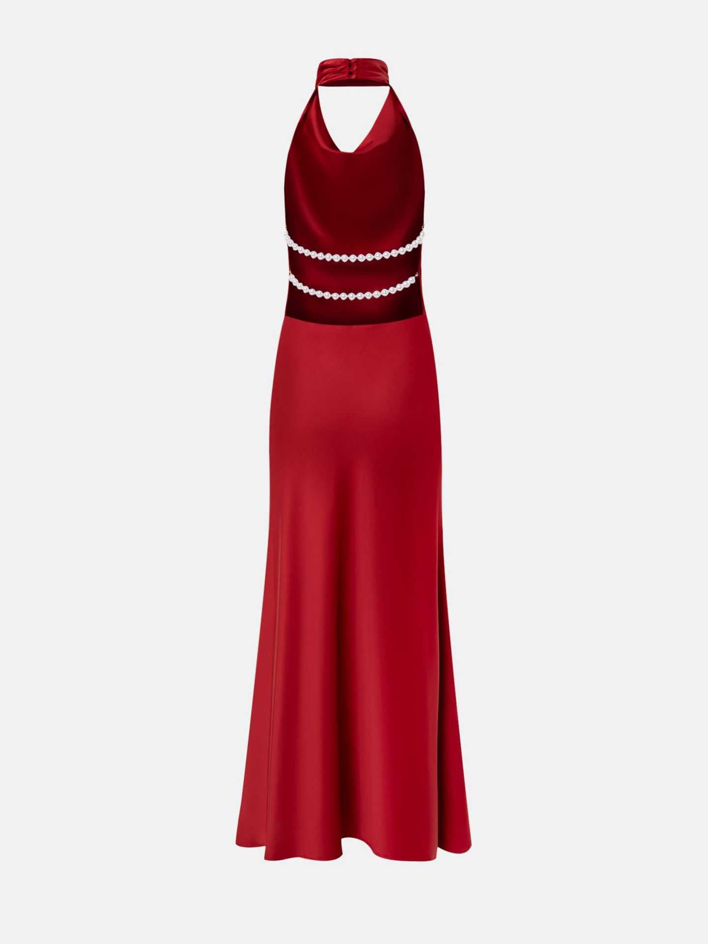 V-neck Charm Halter Dress Summer New Slim Long Dress Backless