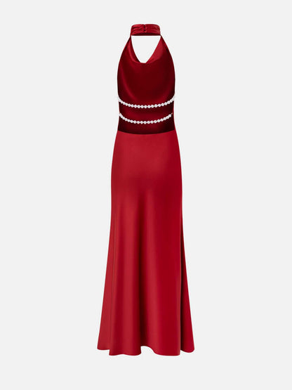 V-neck Charm Halter Dress Summer New Slim Long Dress Backless