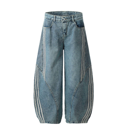 Spring and Autumn style patchwork design with sickle shaped wide leg pants