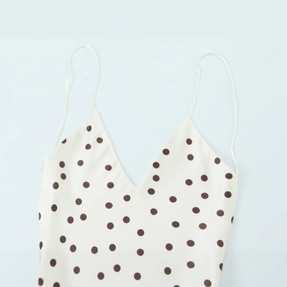 Women's Clothing Polka Dot Satin Feel Midi Dress