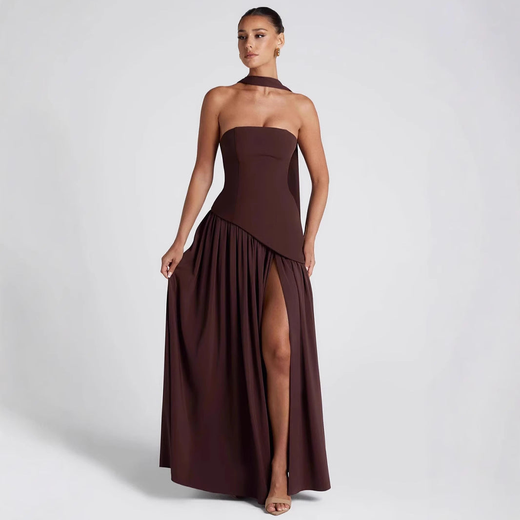 Women's  Slit Dress Fashionable Sexy Backless High Slit Long Dress