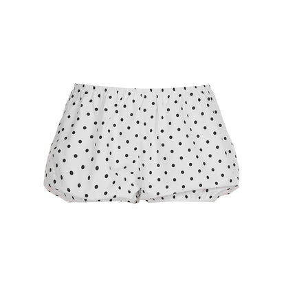 Retro style minimalist polka dot contrasting color slimming low waist woven flower bud shorts