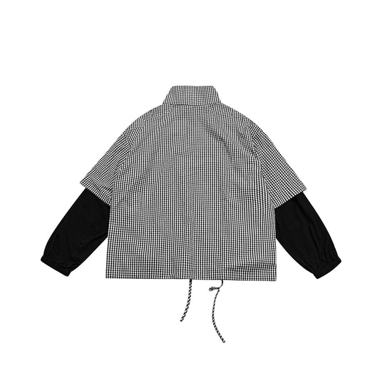 Brand Fake Two-Piece Plaid Casual Jacket Unisex Lazy Style Outerwear
