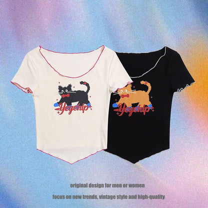 Short Sleeve T-Shirt Women Short Slim Fit Versatile Sweet and Spicy Top
