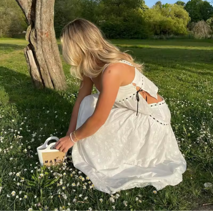 Color blocked lace up suspender+color blocked lace up skirt set for women