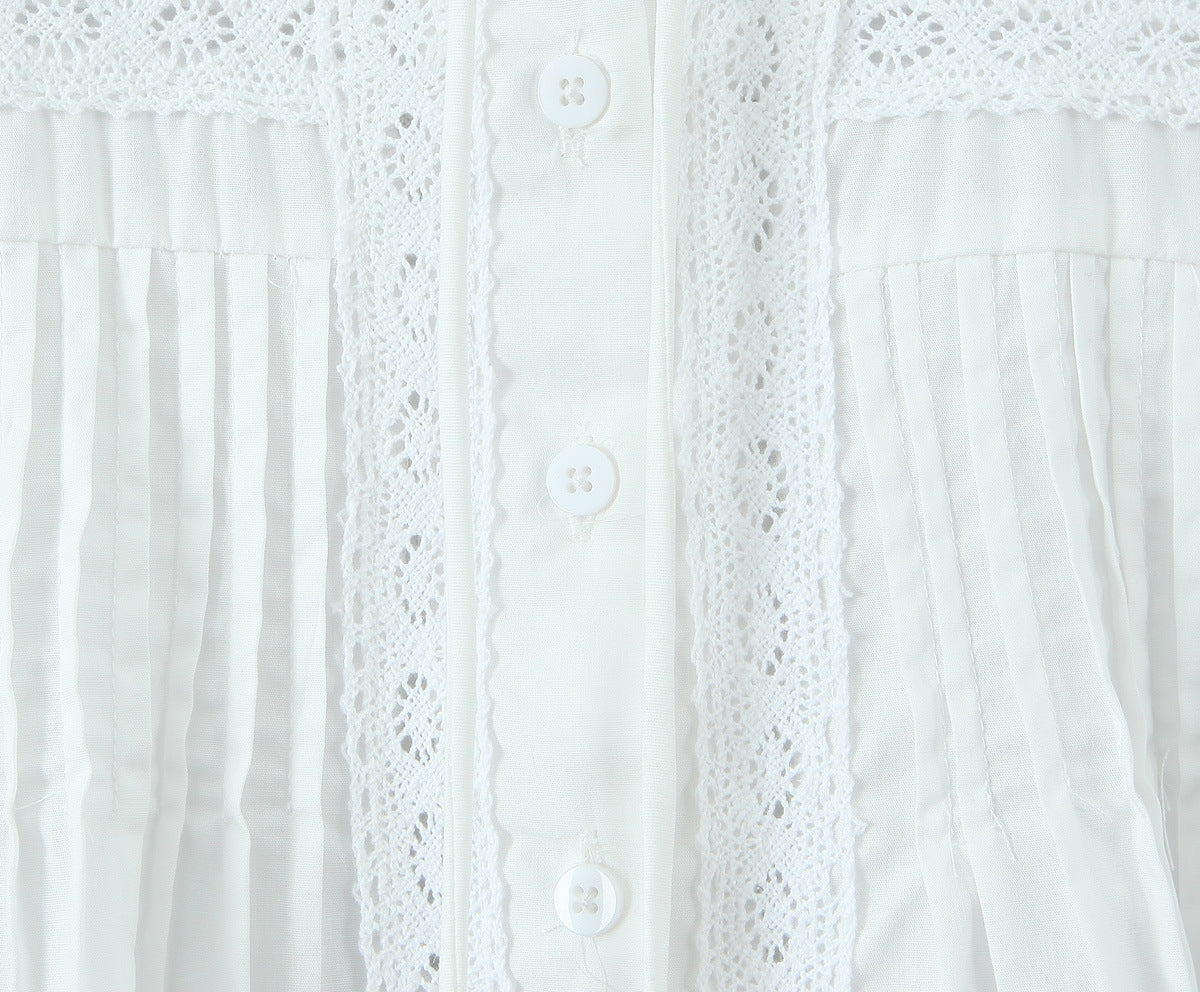 Lace lace square neck slim fit pleated top for women