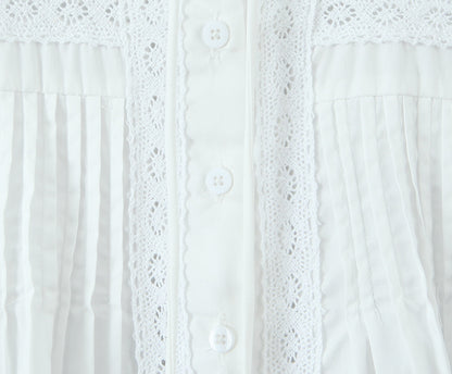 Lace lace square neck slim fit pleated top for women