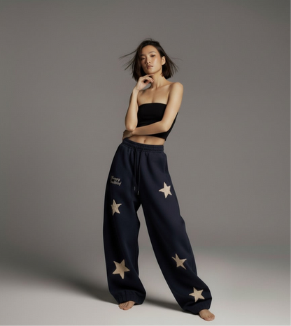 Retro street dance loose hanging feeling curved knife wide leg pants