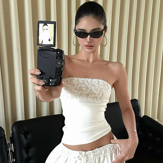 Strapless sleeveless slim fit top for women