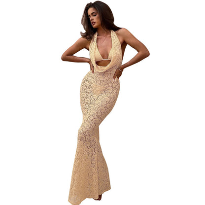 Women's  Lace Hollow-out Sexy Figure-hugging Dress