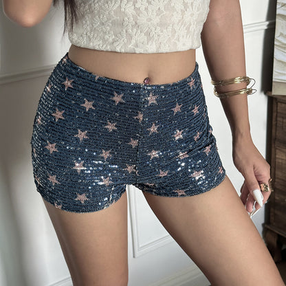 Splicing pentagram low waisted shorts