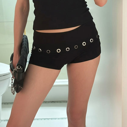 Hollow out autumn versatile low waist shorts for women