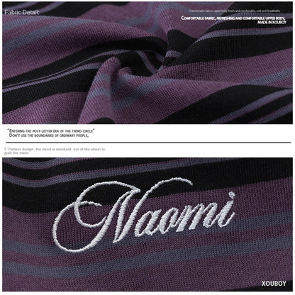 Round Neck Color Block Stripe T-Shirt for Men and Women
