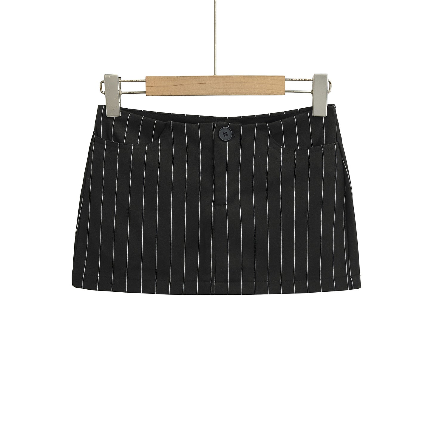 Vertical Striped Low-Waist Ultra-Short Skirt